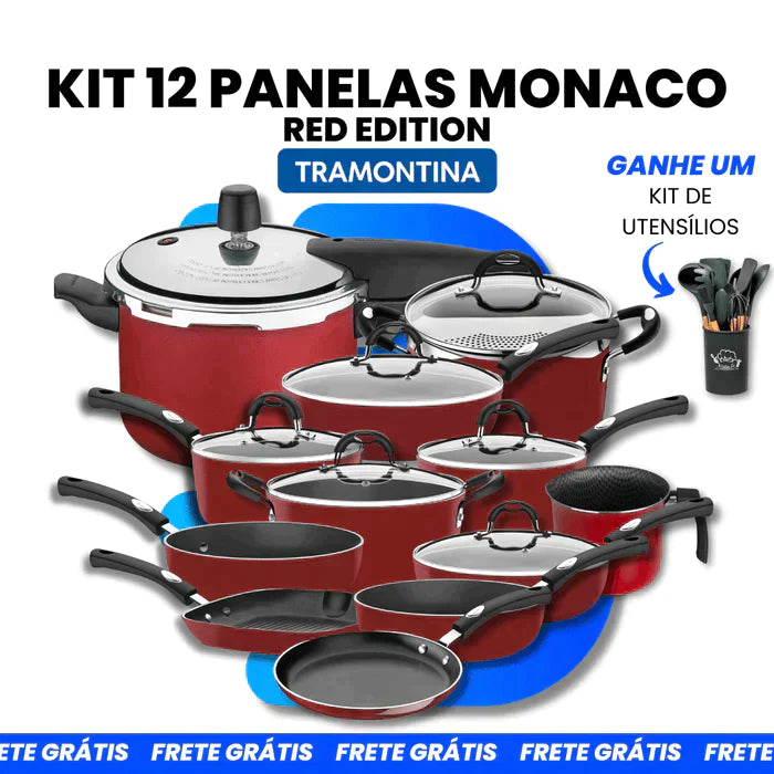 Kit 12 Panelas Monaco Red Tramontina + Brinde [ PROMOÇÃO APENAS HOJE ]